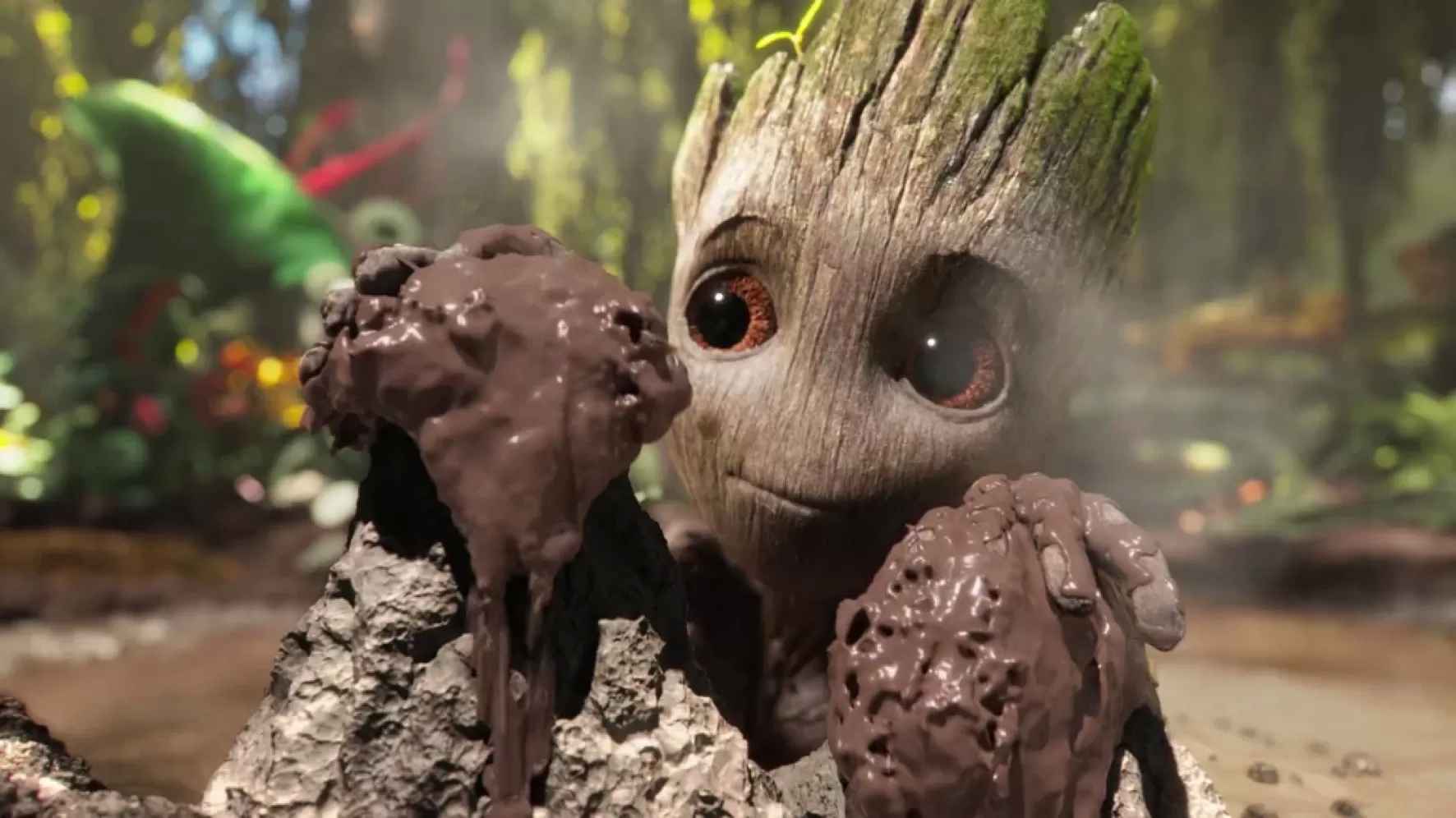 Groot nimmt ein Schlammbad, mit unerwarteten Folgen: Die vierte Episode der fünfteiligen Animations-/Kurzfilm-Serie „I Am Groot”.