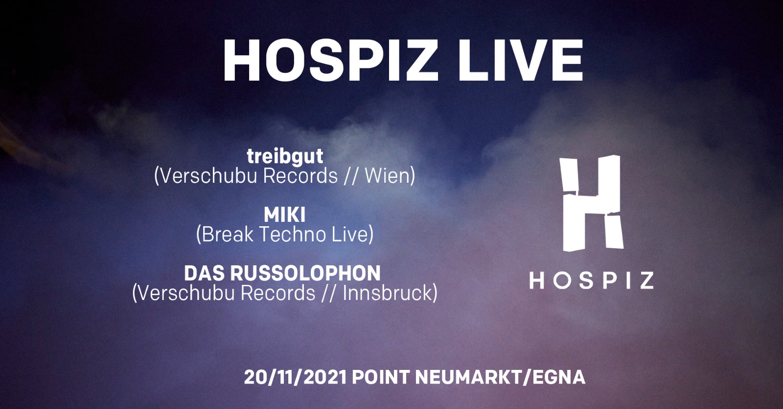 Widmet sich vor allem der experimentellen Seite der elektronischen Musik: „Hospiz Live”, diesen Samstag in Neumarkt, im Jugend- und Kulturzentrum „Point”.
