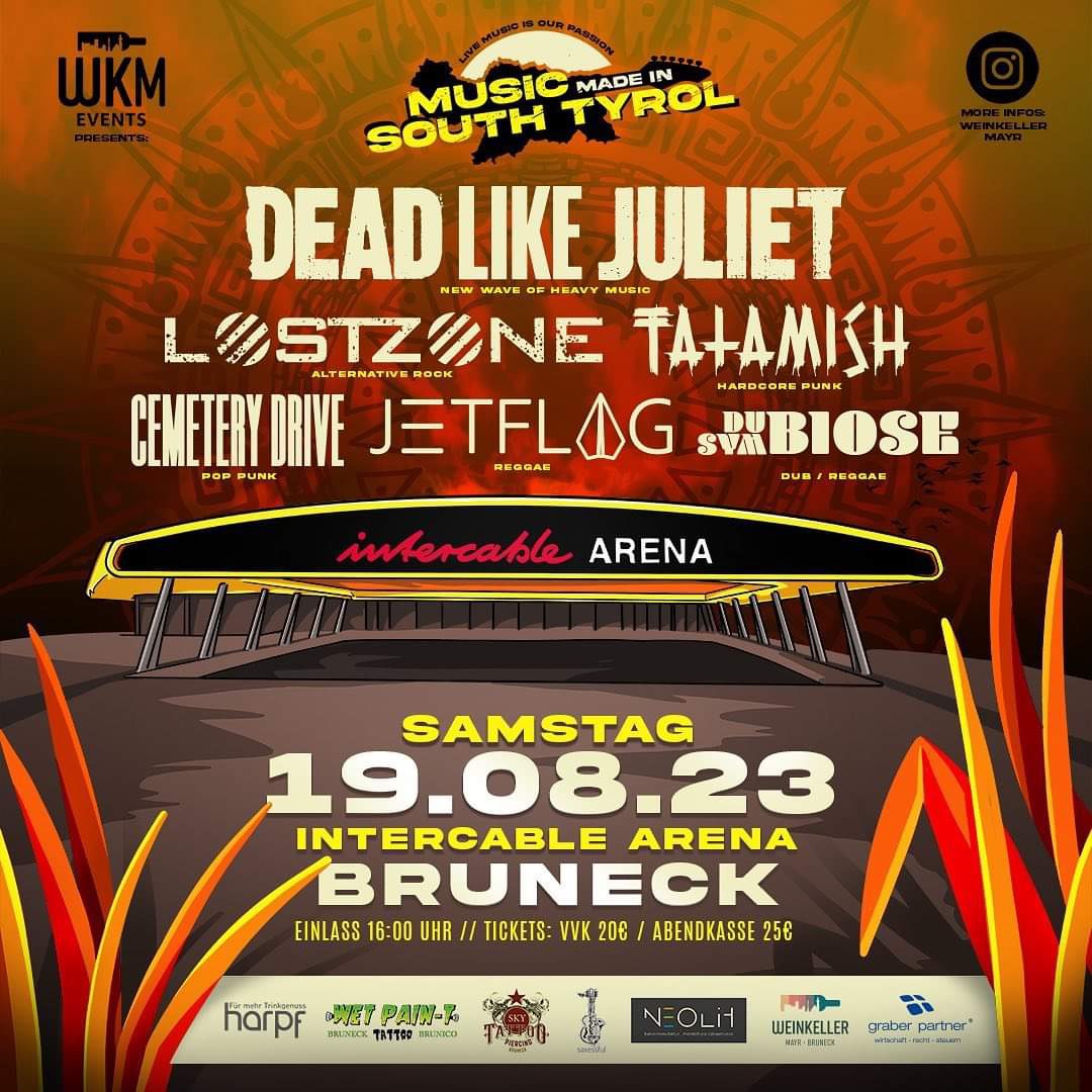 Ein erstes Festival in der neuen Eisarena in Bruneck Mitte August: Dead Like Juliet werden „Music Made in South Tyrol“ headlinen.