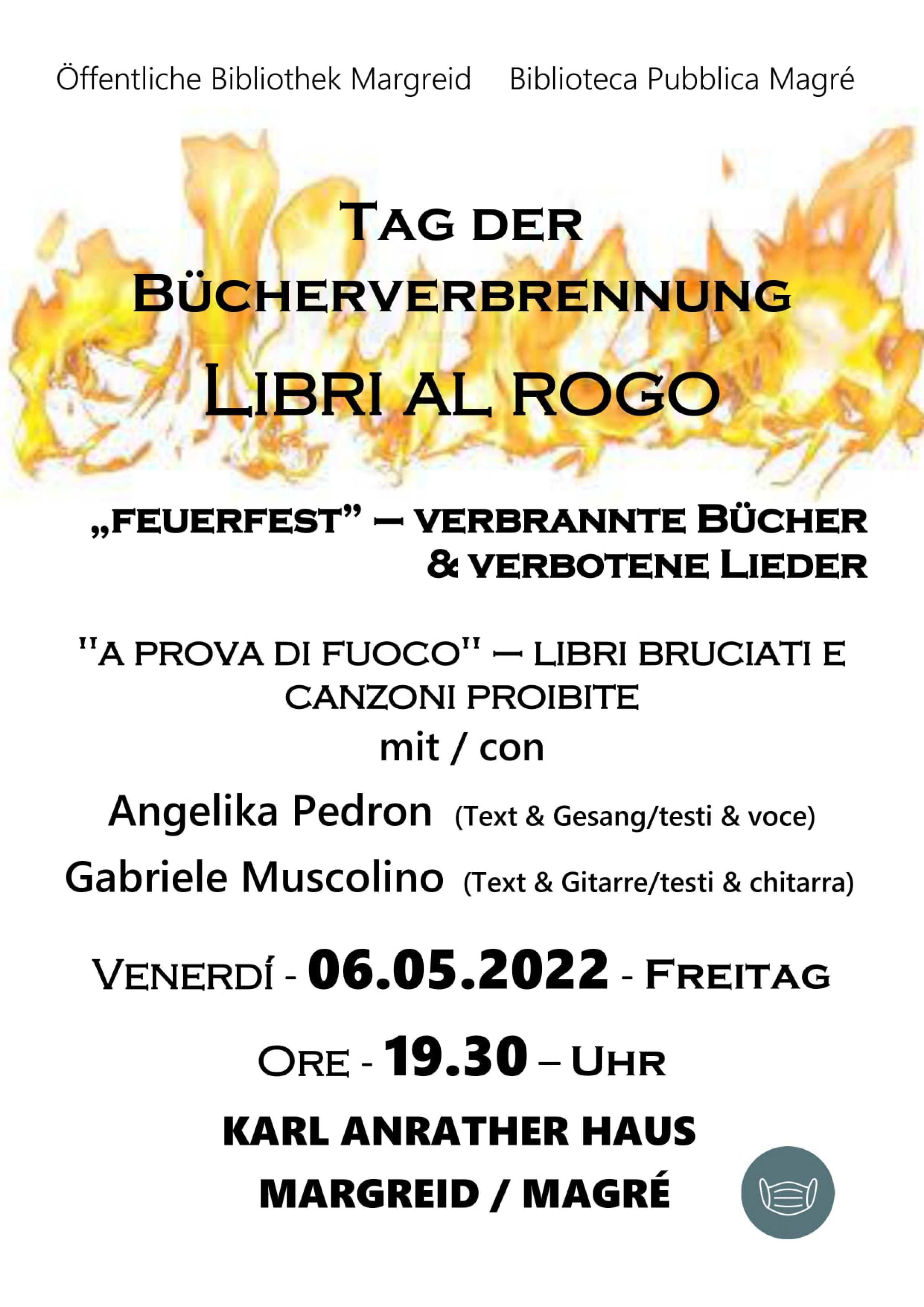 Findet heute in Margreid statt: Angelika Peedron und Gabriele Muscolino präsentieren Texte und Lieder zum „Tag der Bücherverbrennung