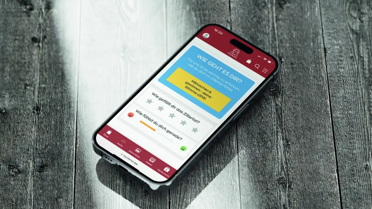 Mockup des Fragebogens auf einem Smartphone