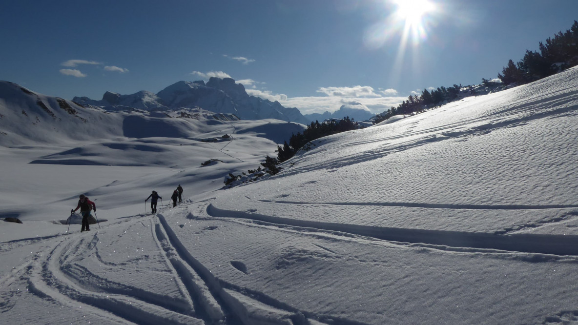 Gut vorbereitet für AVS-Touren - hier ein Bild von einer Weiterbildung im Bereich Schneeschuhwandern.