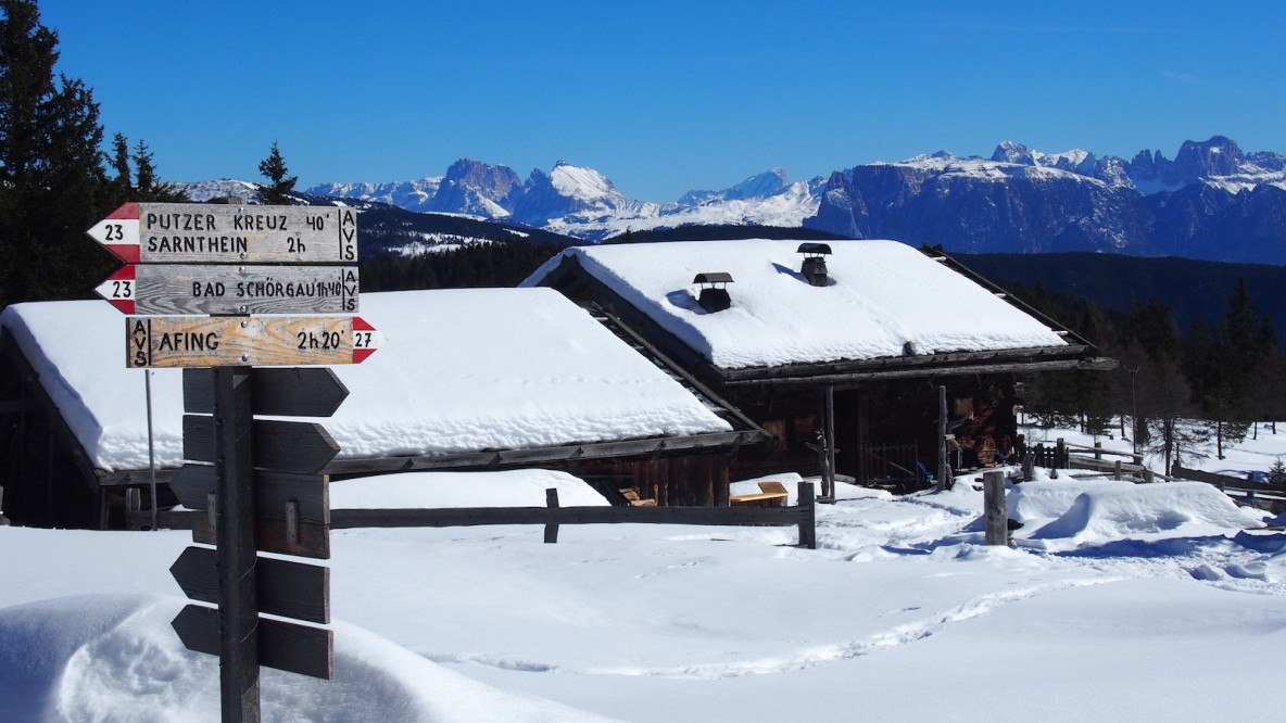 Die Hauserberg-Alm und die Kulisse der Dolomiten