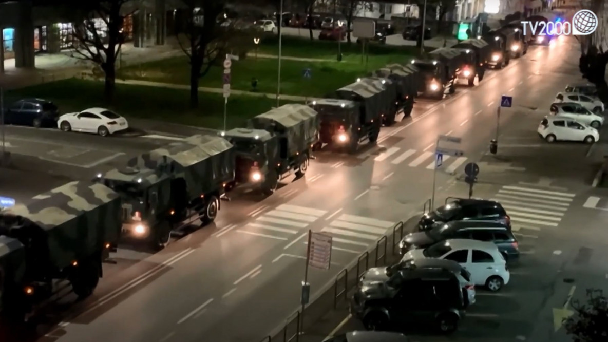 camion, bergamo, covid 19, 28 marzo