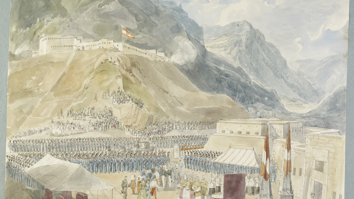 Inaugurazione del Forte di Fortezza - Aquarello di Eduard Gurk 1838