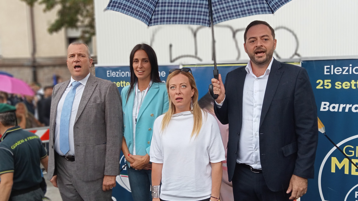 Giorgia Meloni in piazza Matteotti a Bolzano