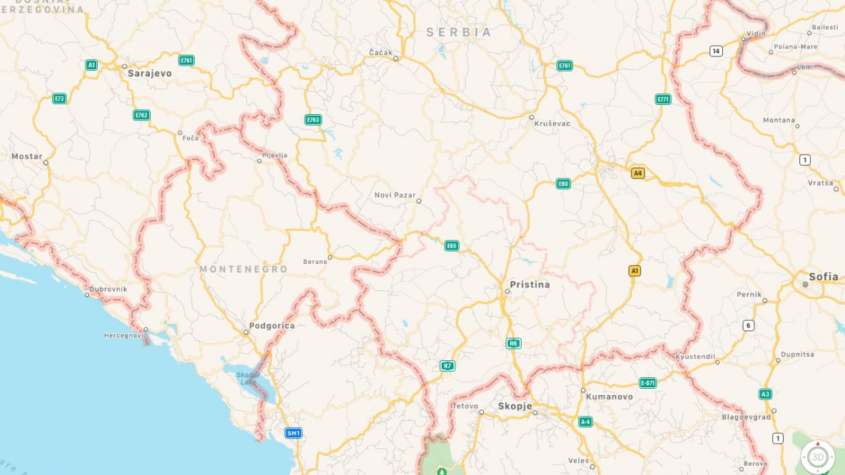 Karte Balkan Apple Maps