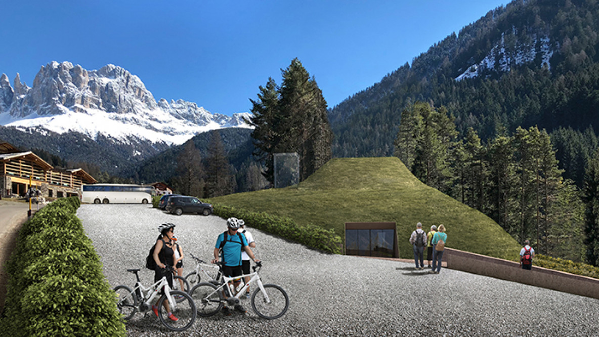 la stazione a valle della funivia di Tires Malga Frommer