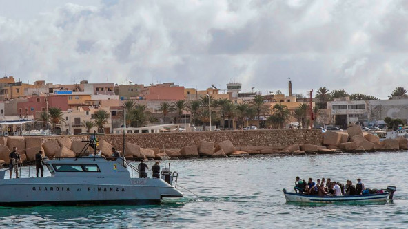 Flüchtlingsboot in Lampedusa