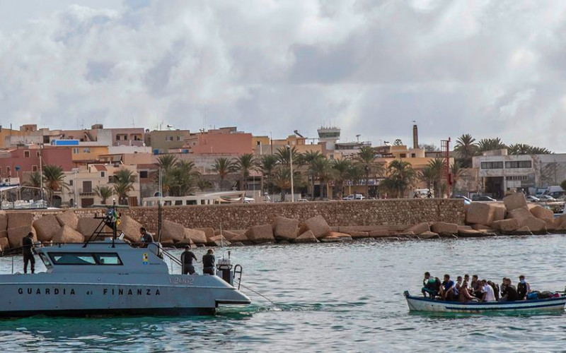 Flüchtlingsboot in Lampedusa