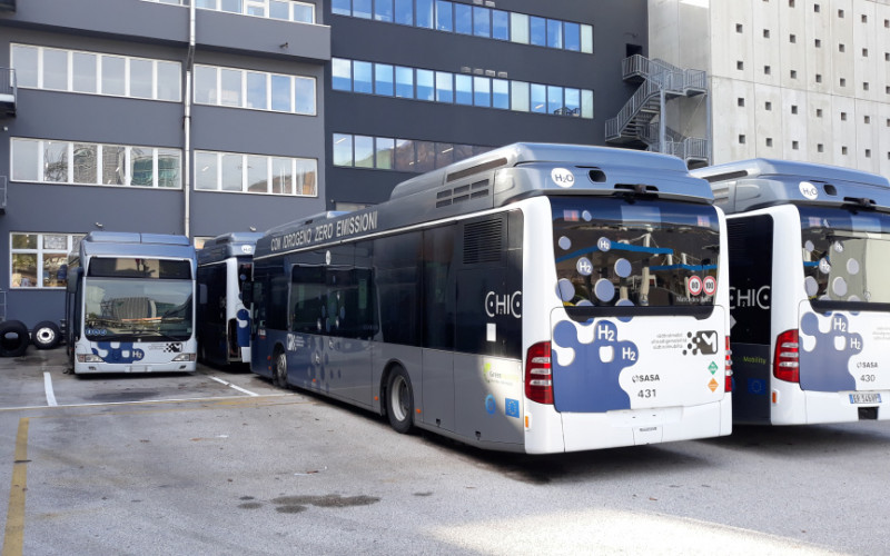 Gli autobus a idrogeno di Sasa del progetto EU Chic dismessi presso il deposito bus di Sasa in via Buozzi - 18.11.2022